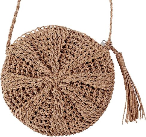 CHIC DIARY Small Straw Crossbody Bag Women Weave Rattan Shoulder Bag Beach Shoulder Purse with Tassel in Saudi Arabia