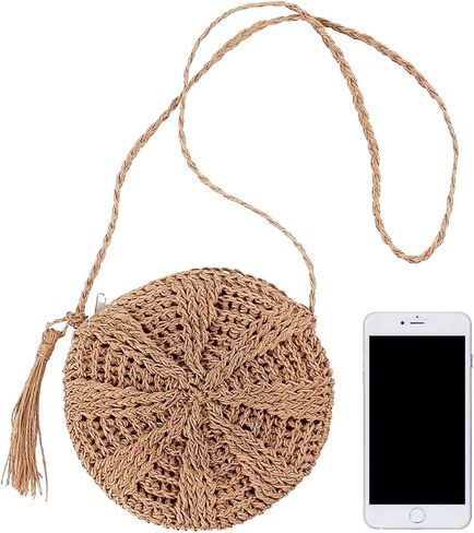 CHIC DIARY Small Straw Crossbody Bag Women Weave Rattan Shoulder Bag Beach Shoulder Purse with Tassel in Saudi Arabia