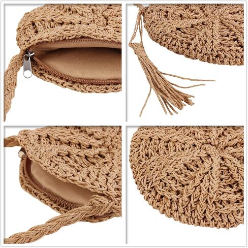 CHIC DIARY Small Straw Crossbody Bag Women Weave Rattan Shoulder Bag Beach Shoulder Purse with Tassel in Saudi Arabia