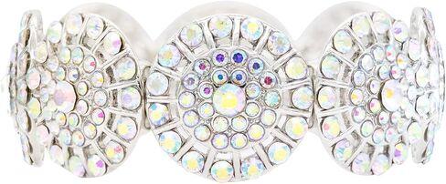 Lavencious Round Shape Elastic Stretch Bracelet Paved with Rhinestones Bridal Wedding Jewelry for Women 7" in Saudi Arabia