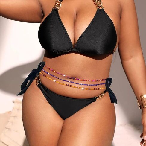 ELABEST Shiny Big African Waist Beads Belly Bead Waist Chain Beach 3PCS Waist Jewelry Body Accessories Women in Kuwait