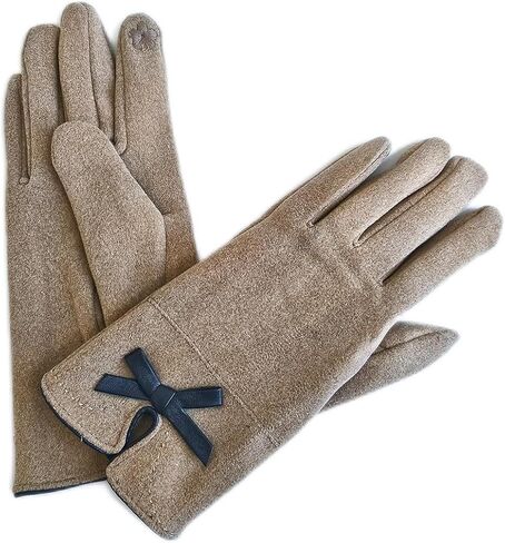 قفازات FIXIZY أنيقة للشتاء الدافئ، قفازات رقيقة لشاشة اللمس الحرارية مع فيونكة للنساء in Kuwait