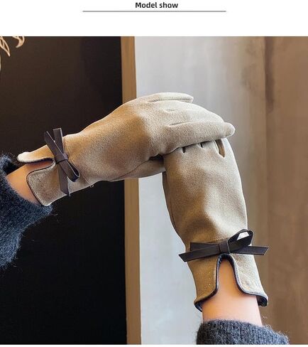 قفازات FIXIZY أنيقة للشتاء الدافئ، قفازات رقيقة لشاشة اللمس الحرارية مع فيونكة للنساء in Kuwait