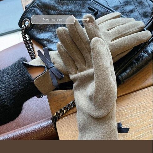 قفازات FIXIZY أنيقة للشتاء الدافئ، قفازات رقيقة لشاشة اللمس الحرارية مع فيونكة للنساء in Kuwait