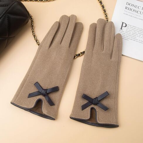 قفازات FIXIZY أنيقة للشتاء الدافئ، قفازات رقيقة لشاشة اللمس الحرارية مع فيونكة للنساء in Kuwait