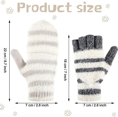 SATINIOR 2 Pairs Winter Knitted Fingerless Gloves Convertible Winter Gloves Warm Wool Mittens for Women and Men (Black, Beige) in Saudi Arabia