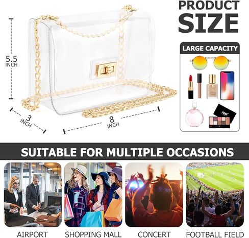 محفظة شفافة للنساء، حقيبة شفافة تمر بالجسم معتمدة من الاستاد للنساء في الحفلات الرياضية in Kuwait