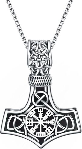 VENACOLY فايكنغ ثور المطرقة قلادة S925 فضة فايكنغ البوصلة تميمة قلادة نورس سلتيك باقان رمز مجوهرات هدايا للرجال النساء in Kuwait