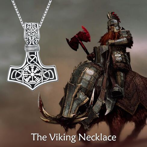 VENACOLY فايكنغ ثور المطرقة قلادة S925 فضة فايكنغ البوصلة تميمة قلادة نورس سلتيك باقان رمز مجوهرات هدايا للرجال النساء in Kuwait