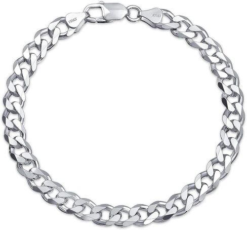 ARGENTO REALE Italian 925 Sterling Silver Heavyweight Curb Cuban Necklace For Men, Thick Heavy Necklaces In Solid Sterling Silver, Mens Link Chain and Bracelet 6.75MM -9MM in Kuwait