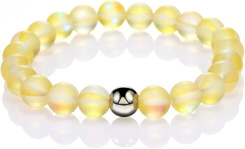 FORUBUS Mystic Mermaid Beaded Stretch Bracelet, Mermaid Glass Beads Shimmer Moonstone Strand Bracelet, 8mm Frosted Beads Bracelet for Women Girls Vacation Jewelry in Saudi Arabia