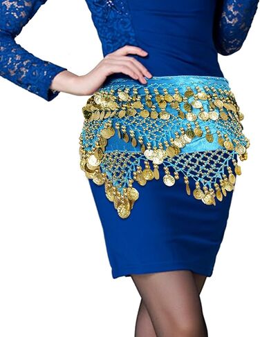 Belly Dance Hip Scarf Belly Dance Skirt Belly Dance Costume Belly Dancer Outfit Gold Coins Skirts for Women in Saudi Arabia