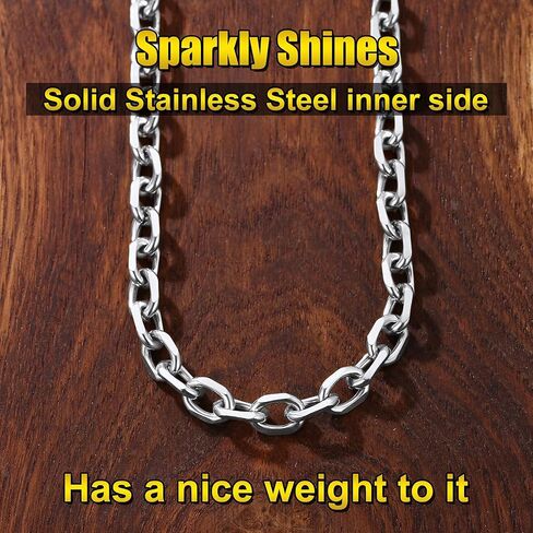 316L Stainless Steel Chain for Men/Women, Cable Link Necklace, 3/5/7/9/12MM Width, 18-30" (Send Gift Box) in Kuwait