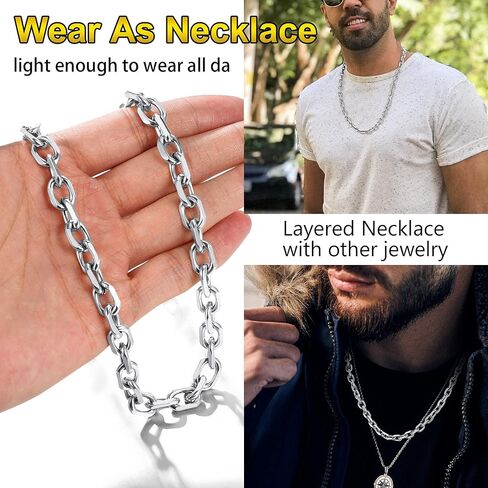 316L Stainless Steel Chain for Men/Women, Cable Link Necklace, 3/5/7/9/12MM Width, 18-30" (Send Gift Box) in Kuwait