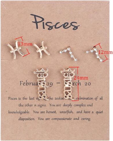 3 Pairs New Card Packaging Horoscope Zodiac Stud Earrings 12 Constellation Astrology 18K Gold Plated Little Ear Stud for Women Girls Teens Friendship Jewelry Gift in Saudi Arabia