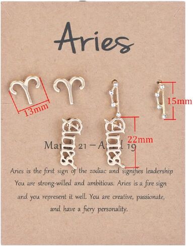3 Pairs New Card Packaging Horoscope Zodiac Stud Earrings 12 Constellation Astrology 18K Gold Plated Little Ear Stud for Women Girls Teens Friendship Jewelry Gift in Saudi Arabia
