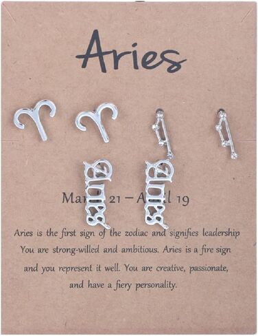 3 Pairs New Card Packaging Horoscope Zodiac Stud Earrings 12 Constellation Astrology 18K Gold Plated Little Ear Stud for Women Girls Teens Friendship Jewelry Gift in Saudi Arabia