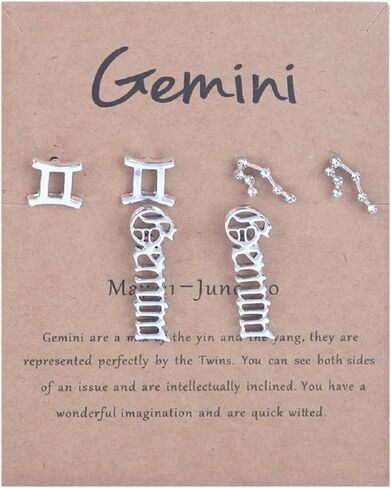 3 Pairs New Card Packaging Horoscope Zodiac Stud Earrings 12 Constellation Astrology 18K Gold Plated Little Ear Stud for Women Girls Teens Friendship Jewelry Gift in Saudi Arabia