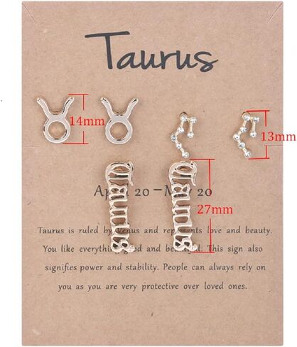 3 Pairs New Card Packaging Horoscope Zodiac Stud Earrings 12 Constellation Astrology 18K Gold Plated Little Ear Stud for Women Girls Teens Friendship Jewelry Gift in Saudi Arabia