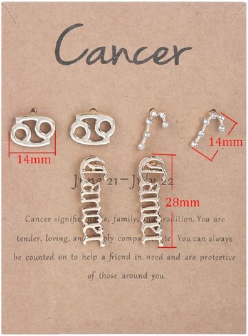 3 Pairs New Card Packaging Horoscope Zodiac Stud Earrings 12 Constellation Astrology 18K Gold Plated Little Ear Stud for Women Girls Teens Friendship Jewelry Gift in Saudi Arabia