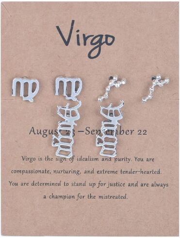 3 Pairs New Card Packaging Horoscope Zodiac Stud Earrings 12 Constellation Astrology 18K Gold Plated Little Ear Stud for Women Girls Teens Friendship Jewelry Gift in Saudi Arabia