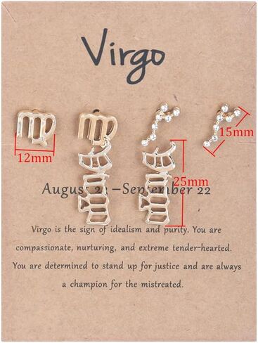 3 Pairs New Card Packaging Horoscope Zodiac Stud Earrings 12 Constellation Astrology 18K Gold Plated Little Ear Stud for Women Girls Teens Friendship Jewelry Gift in Saudi Arabia