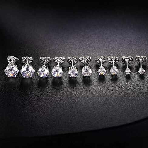 925 Sterling Silver Stud Earrings Set for Women Men Gemstone Small Multiple Ear Piercings Cartilage Helix Jewelry Hypoallergenic in Saudi Arabia
