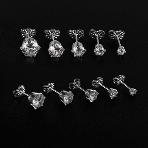 925 Sterling Silver Stud Earrings Set for Women Men Gemstone Small Multiple Ear Piercings Cartilage Helix Jewelry Hypoallergenic in Saudi Arabia