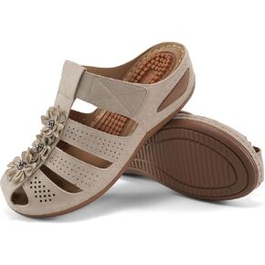 قباقيب للنساء صنادل مغلقة عند الأصابع: أحذية صيفية كاجوال قابلة للتعديل بحلقة خطافية للنساء مريحة ووسادة قدم سهلة الارتداء in Kuwait