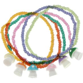 COLORFUL BLING 2-6Pcs Multilayer Cute Funny Mushroom Stretch Bracelet Sweet Pearl Beaded Fresh Foods Mushroom Wrap Bracelet for Women Girls Lovely Jewelry in Saudi Arabia