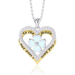 المسافة أحبك إلى القمر والعودة قلادة S925 الفضة الاسترليني أوبال القلب قلادة قلادة مجوهرات هدايا لها / فتاة / نساء / صديقة / زوجة in Kuwait