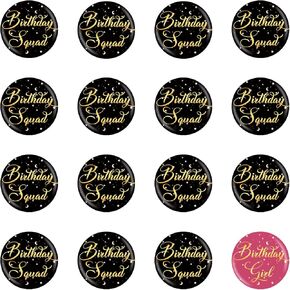 18 Pieces Birthday Girl Button Pin, Birthday Squad Pinback Buttons for Girls, Happy Birthday Badge, Kids Birthday Party Decoration Supplies in Kuwait