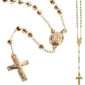 مسبحة فيرجن دي غوادالوبي مملوءة بالذهب، قلادة مسبحة من الذهب عيار 14 قيراط، مسبحة يسوع المسيح، مجوهرات مسبحة كاثوليكية دينية مكسيكية، سلسلة ذهبية صلبة عيار 14 قيراط، مسبحة صلاة in Kuwait