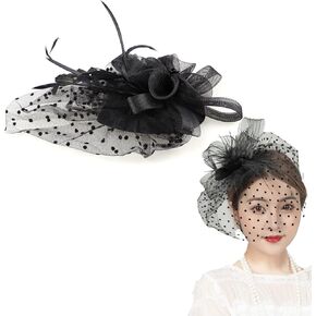 قبعات شبكية رائعة للنساء والفتيات، ريش فاسيناتور، صندوق حبوب منع الحمل، قبعة ديربي، حجاب للوجه عتيق لحفلات الشاي وحفلات الزفاف in Kuwait