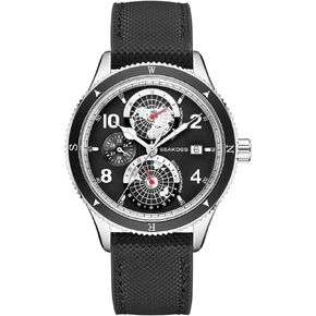 SEAKOSS Men Diving Automatic Mechanical Watch Calendar Month Year Display Super C3 Luminous Dial World Earth North South Hemisphere 100m Dive Wrist Watches