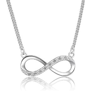 ELEGANZIA إنفينيتي الحب قلادة للنساء أمي ابنة صديقة، 925 الفضة الاسترليني تألق مكعب زركونيا إلى الأبد الحب القلب الصليب قلادة قلادة مجوهرات هدية عيد ميلاد الذكرى in Kuwait