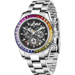 باجاني ديزاين ساعات رجالية فاخرة ساعات أوتوماتيكية 40 ملم زجاج ياقوتي ستانلس ستيل ساعة معصم للرجال تاريخ الأسبوع in Kuwait