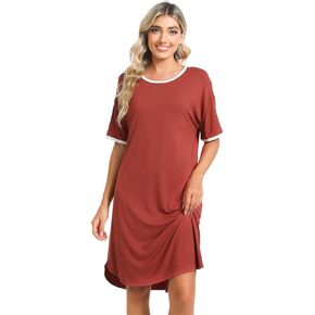 فستان نوم نسائي من LazyCozy من الخيزران الفسكوزي بأكمام قصيرة مريح للسيدات فستان نوم ساخن فلاش لانقطاع الطمث ملابس نوم مريحة in Kuwait