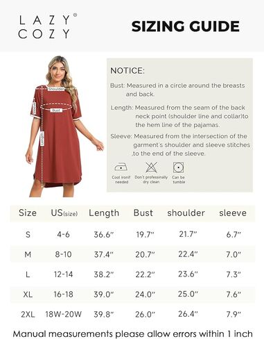 فستان نوم نسائي من LazyCozy من الخيزران الفسكوزي بأكمام قصيرة مريح للسيدات فستان نوم ساخن فلاش لانقطاع الطمث ملابس نوم مريحة in Kuwait