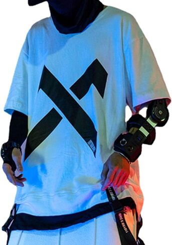 قميص XYXIONGMAO Cyberpunk قمصان تيكوير ملابس الشارع الشهير الرجالية التكتيكية اليابانية الهيب هوب أنيمي رجالي الجرافيك القوطية تيز in Saudi Arabia
