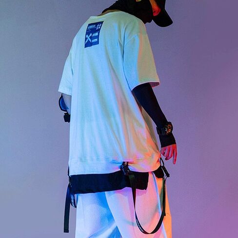 قميص XYXIONGMAO Cyberpunk قمصان تيكوير ملابس الشارع الشهير الرجالية التكتيكية اليابانية الهيب هوب أنيمي رجالي الجرافيك القوطية تيز in Saudi Arabia