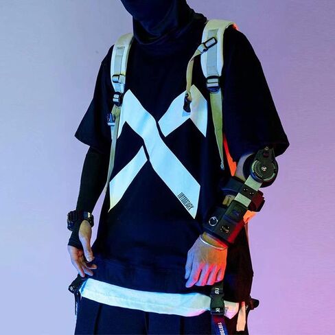 قميص XYXIONGMAO Cyberpunk قمصان تيكوير ملابس الشارع الشهير الرجالية التكتيكية اليابانية الهيب هوب أنيمي رجالي الجرافيك القوطية تيز in Saudi Arabia