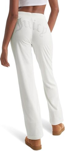 Juicy Couture Women's Rib Waist Velour Pants with Drawcord in Kuwait