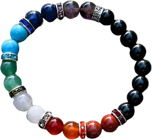 GAF TREASURES سوار من الخرز الكريستالي، سوار من الأحجار الكريمة الأصلية بالجملة، سوار كريستال للشفاء، هدية للرجال والنساء in Kuwait