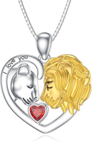 LONAGO Lion Heart Necklace Couple Lion Necklace Silver Jewelry Valentine's Day Gift for Women Girls in Saudi Arabia