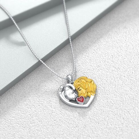LONAGO Lion Heart Necklace Couple Lion Necklace Silver Jewelry Valentine's Day Gift for Women Girls in Saudi Arabia