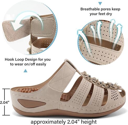 قباقيب للنساء صنادل مغلقة عند الأصابع: أحذية صيفية كاجوال قابلة للتعديل بحلقة خطافية للنساء مريحة ووسادة قدم سهلة الارتداء in Kuwait