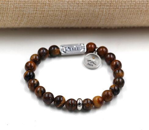 Uloveido Natural Stone Blessed Bracelet Handmade Beaded Stretch Bracelets with Faith Mountain Mustard Seed Charm Y3799 in Kuwait