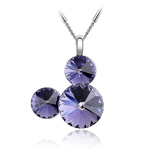 Cuafufu Mickey Mouse Disney Pendant Necklace for Women | Dainty Cute Disney Mickey Mouse Stud Earrings | White Gold Plated Mickey Mouse Round Shaped Swarovski Elements Crystal Disney Jewelry Set Birthday Gift for Women & Teen Girls in Saudi Arabia