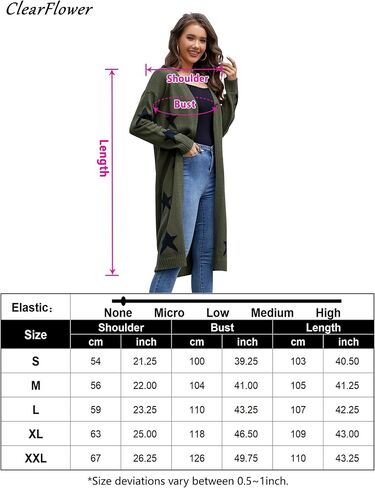 KOJOOIN Women's Christmas Chunky Cardigans Fall Winter Sweater Star Pattern Open Front Long Sleeve Knit Loose Outwear Coat in Saudi Arabia